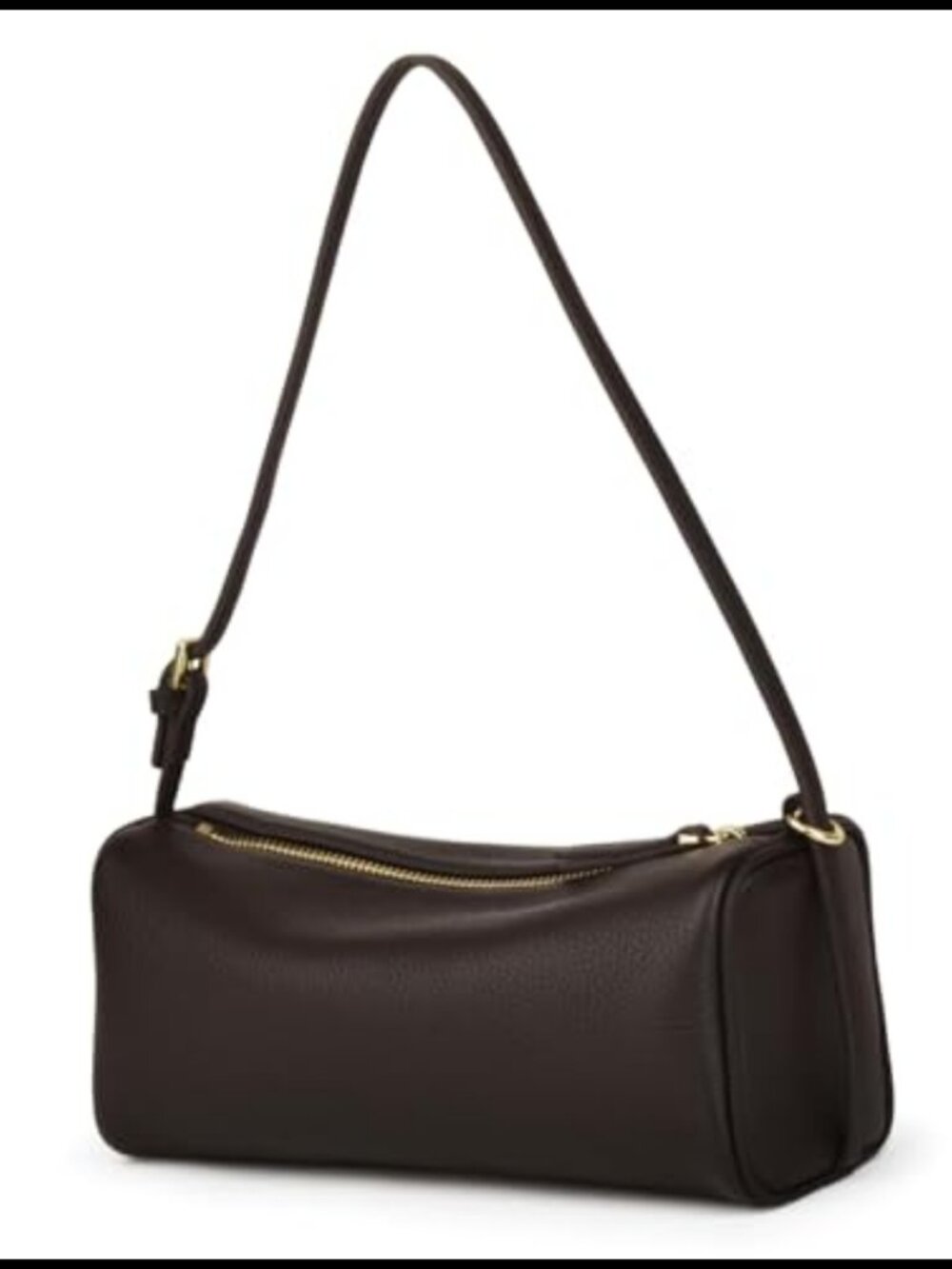 Full Grained Leather Crossbody Barrel Bag Adjustable Strap Hobo Purse